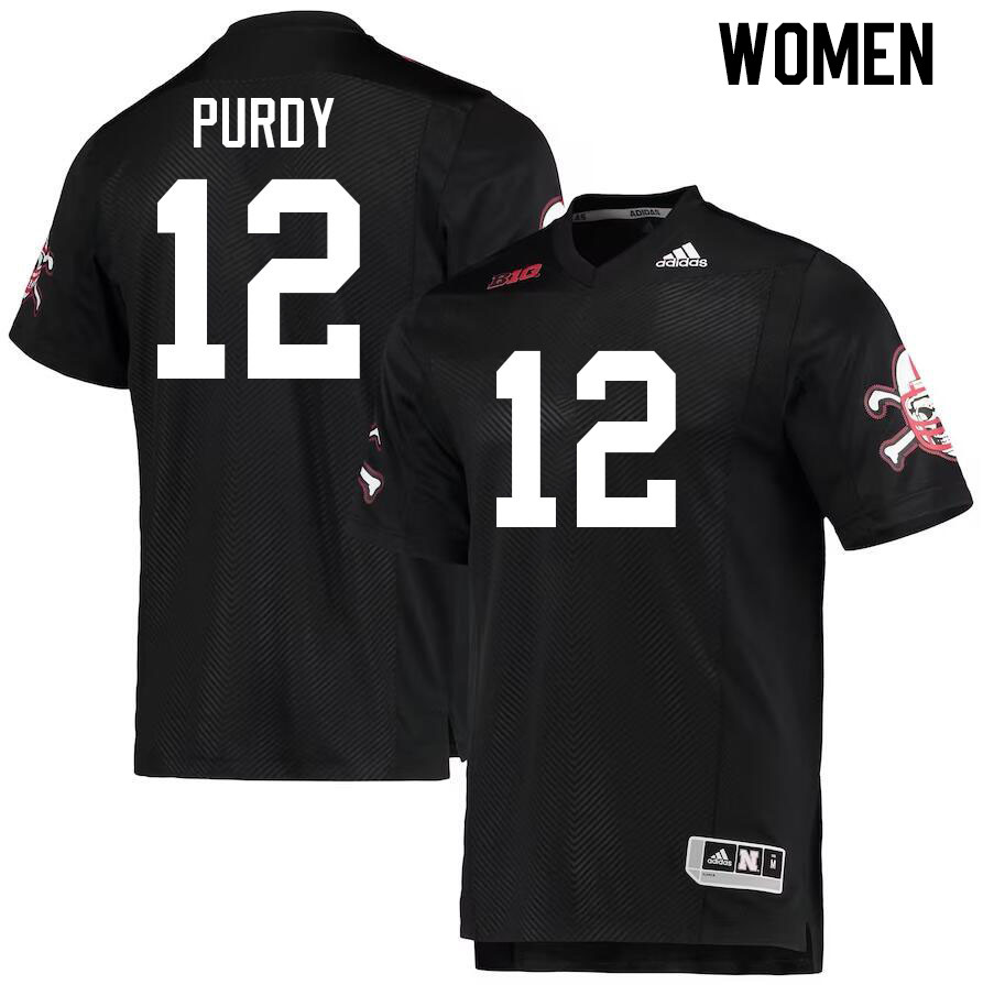 Women #12 Chubba Purdy Nebraska Cornhuskers College Football Jerseys Stitched Sale-Black
